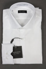 Benjamin Dress Shirt: White Tonal Stripe