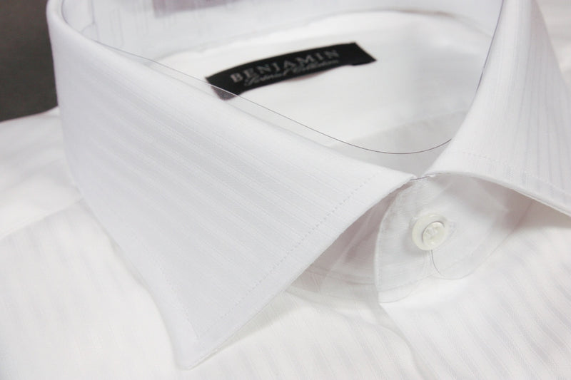 Benjamin Dress Shirt: White Tonal Stripe