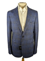 Benjamin Sport Coat Blue Plaid 2-button Soft Shoulder Wool/Silk/Linen VBC