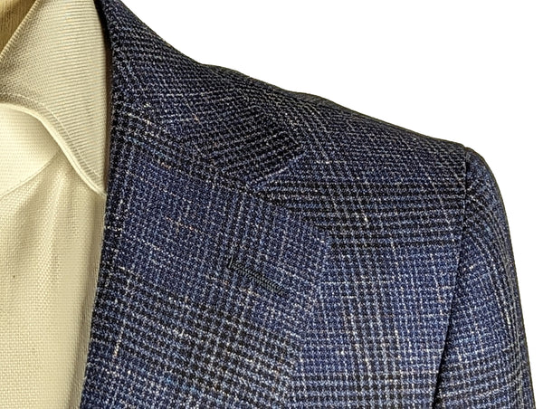 Benjamin Sport Coat Blue Plaid 2-button Soft Shoulder Wool/Silk/Linen VBC