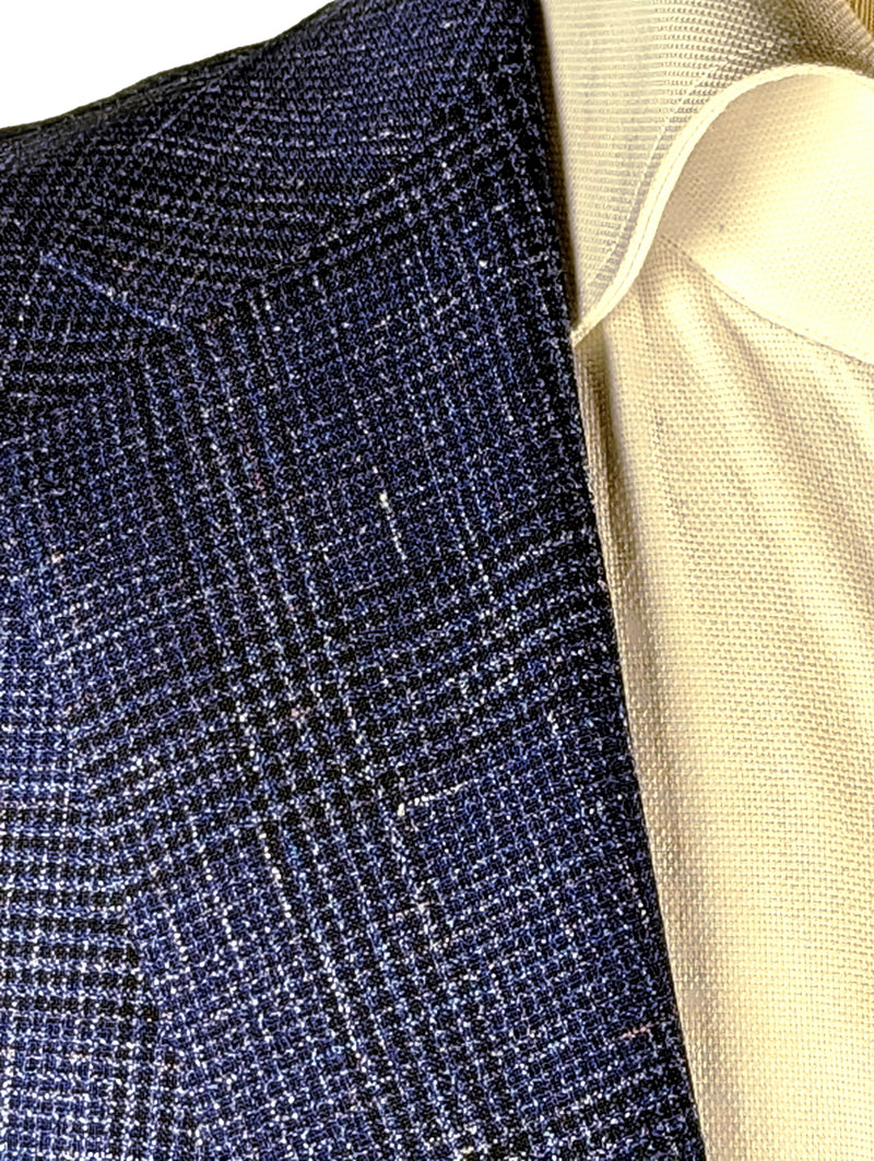 Benjamin VBC Sport Coat Blue Plaid 2-button Soft Shoulder Wool/Silk/Linen