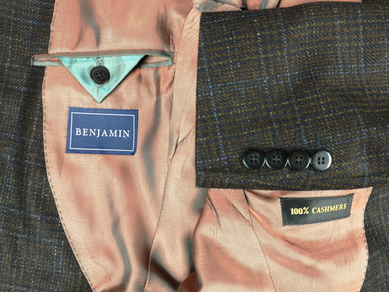 Benjamin Sport Coat Brown Plaid 2-button Slim fit Pure cashmere