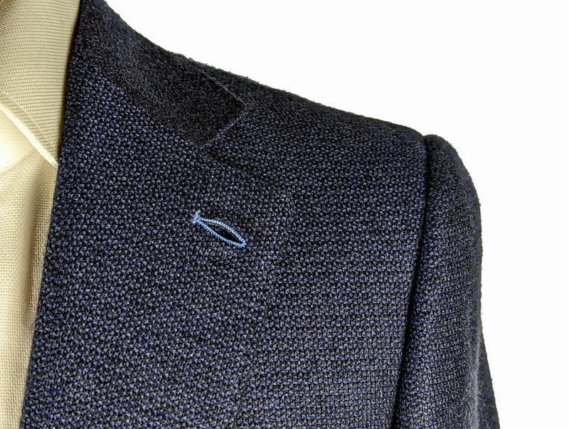 Benjamin Sample Sport Coat 38R Blue Weave 2-button Slim Fit Pure Cashmere