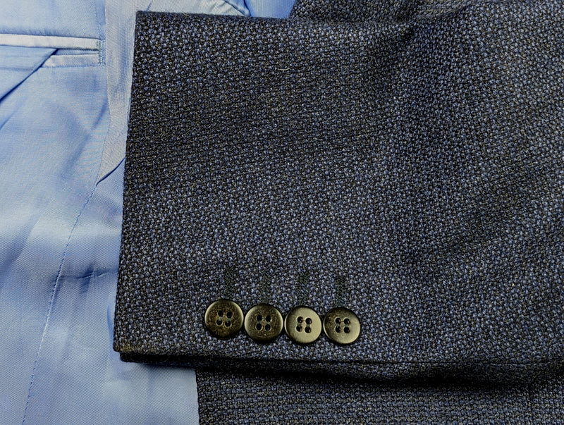Benjamin Sample Sport Coat 38R Blue Weave 2-button Slim Fit Pure Cashmere
