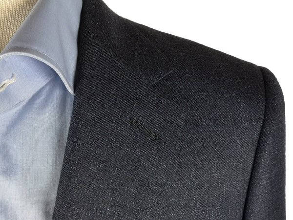 Benjamin Suit x Loro Piana Dark Blue 2-button Slim Fit Textured Wool