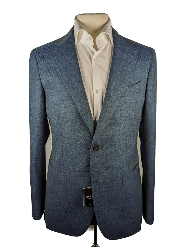 Benjamin Sport Coat Ocean Blue-Green 2-button Soft Shoulder REDA Wool Hopsack