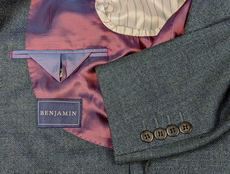 Benjamin Sport Coat Ocean Blue-Green 2-button Soft Shoulder REDA Wool Hopsack