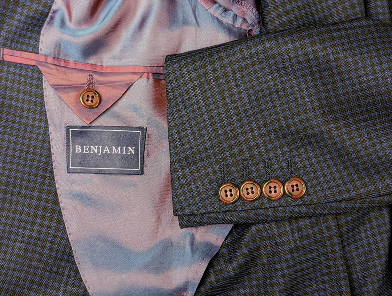 Benjamin Sport Coat Navy Check 2-button Peak Soft Shoulder Wool