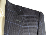 Benjamin Sample Sport Coat 38R Navy Windowpane 2-button Slim Fit Silk/Wool/Linen