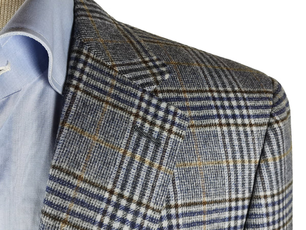 Benjamin x Zegna Cloth Sport Coat Blue/Bone Plaid 2-button Slim Fit Wool/Cashmere