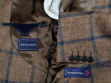 Benjamin Zegna Sport Coat Mushroom Brown Blue Windowpane 2-button Slim Fit Wool/Silk/Cashmere