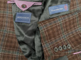 Benjamin Zegna Sport Coat Burgundy Brown Plaid 2-button Slim Fit Wool/Cashmere