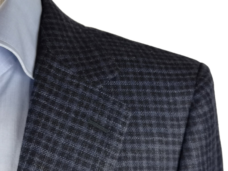 Benjamin x Zegna Cloth Sport Coat Blue Check 2-button Slim Fit Wool/Silk/Cashmere