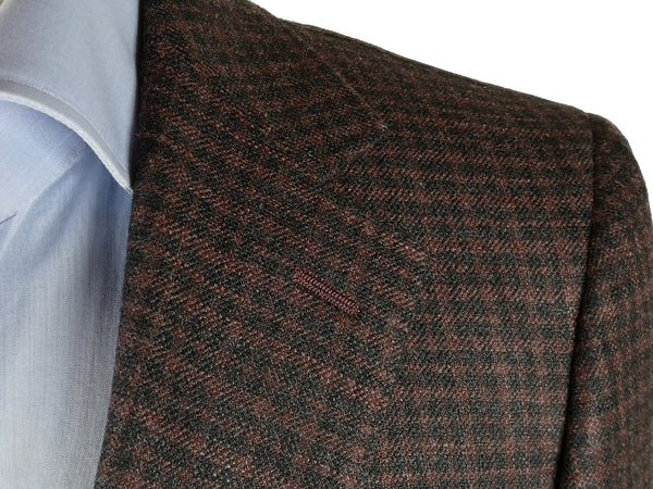 Benjamin Zegna Sport Coat Burgundy Check 2-button Slim Fit Wool/Silk/Cashmere