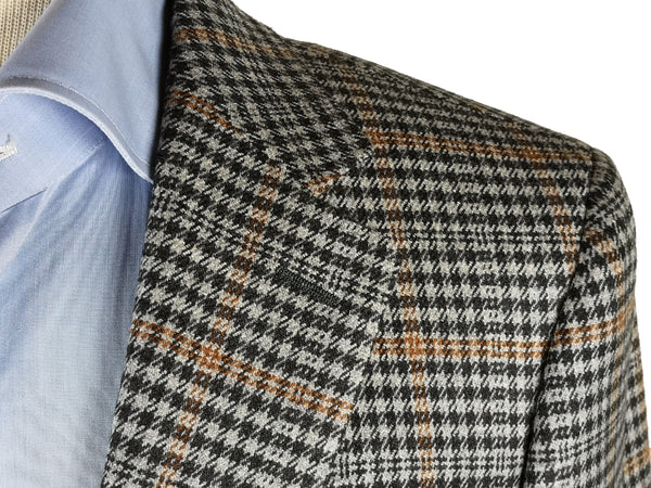 Benjamin x Zegna Cloth Sport Coat Grey Check Plaid 2-button Slim Fit Wool/Cashmere