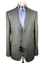 Benjamin x Zegna Cloth Sport Coat Grey Check with Green 2-button Slim Fit Wool/Cashmere