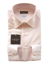 Benjamin Dress Shirt: Soft pale dusty pink, medium spread collar, pure cotton