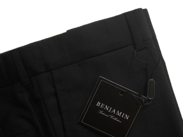 Benjamin Trousers: 30, Solid black, Verdi flat front, super 140's wool