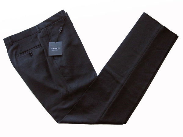 Benjamin Trousers: Charcoal gray, flat front, super 140's wool