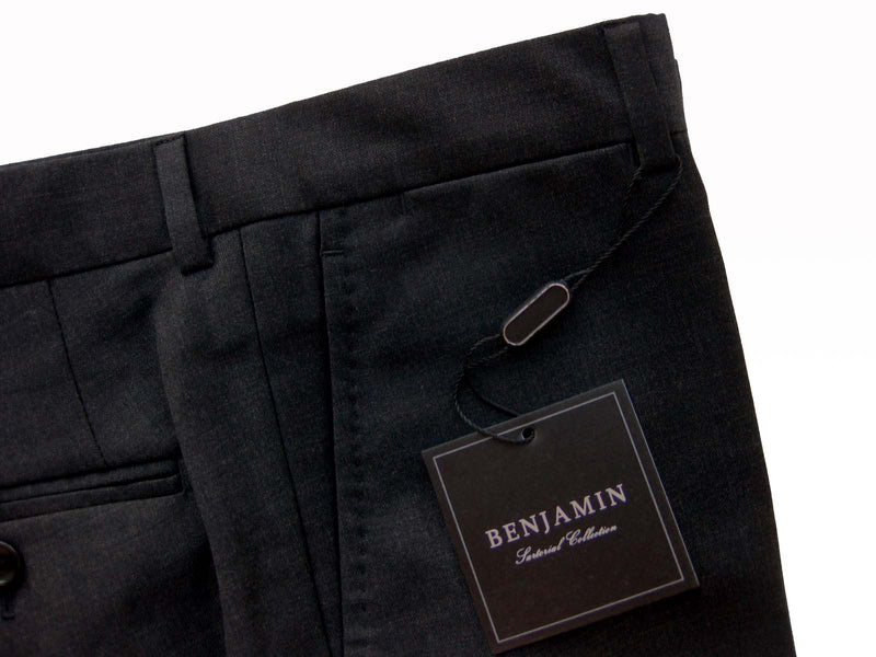 Benjamin Trousers: Charcoal gray, flat front, super 140's wool