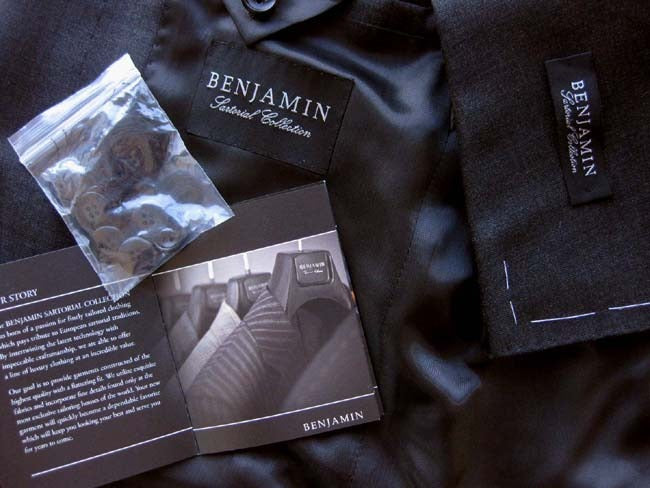 Benjamin Sartorial Suit: Charcoal gray, 2-button Classico II model, super 140's wool