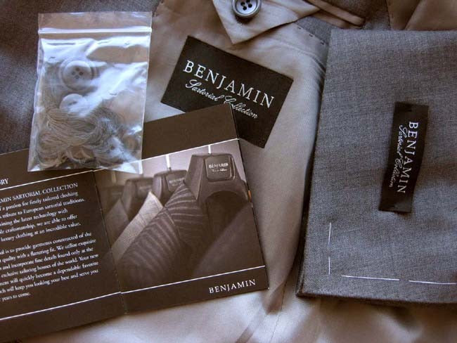 Benjamin Sartorial Suit: Medium Gray, 2-button Classico model, super 140's wool