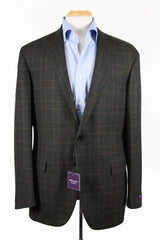 Benjamin Sartorial Sport Coat: 45R/46R, Dark greenish brown with rust plaid, Napoli 2-button, wool/cashmere