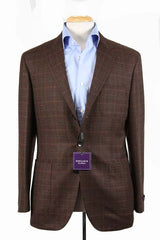 Benjamin Sartorial Sport Coat: Brown with rust & green plaid, Napoli 3-button, pure cashmere