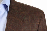 Benjamin Sartorial Sport Coat: Brown with rust & green plaid, Napoli 3-button, pure cashmere