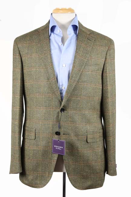 Final Sale Benjamin Sartorial Sport Coat: Greenish Tan Plaid