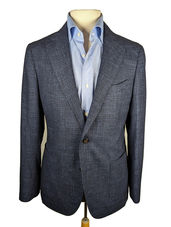 Benjamin Sport Coat Dark Blue Mini-Check 2-button Soft Shoulder VBC Wool