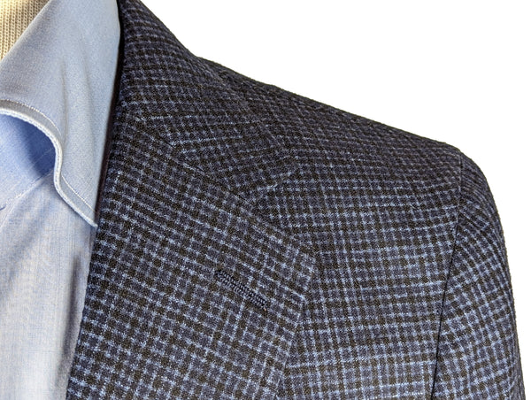 Benjamin VBC Sport Coat Dark Blue Mini-Check 2-button Soft Shoulder Wool