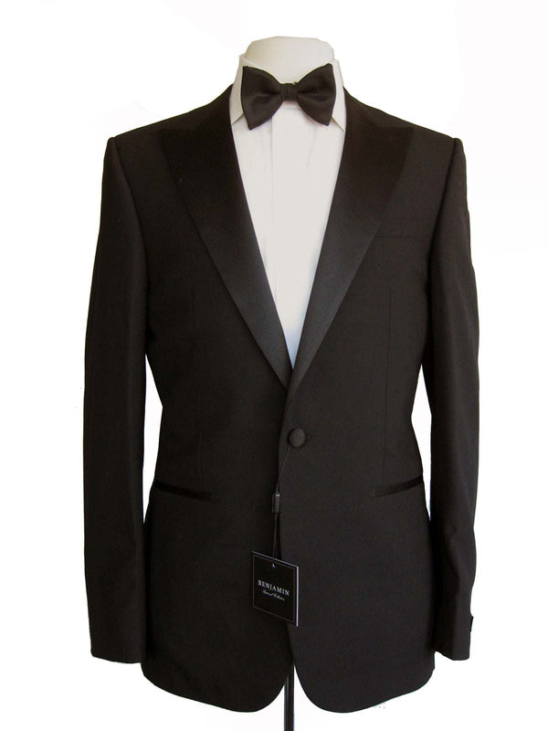 Benjamin Sartorial Tuxedo: Scala, Black, 1-button Scala model, supefine wool faille