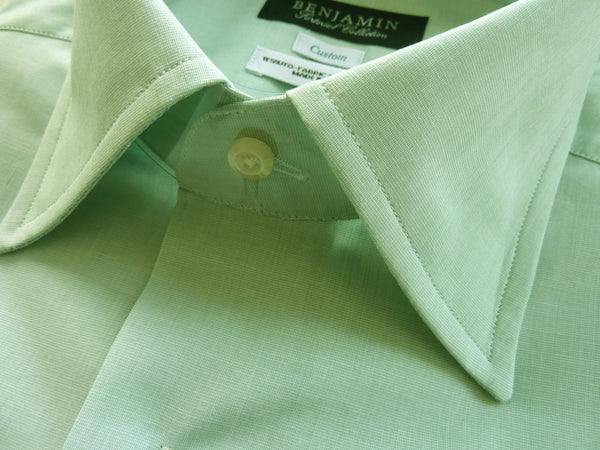 Benjamin Dress Shirt: Light green end on end, medium spread collar, pure cotton