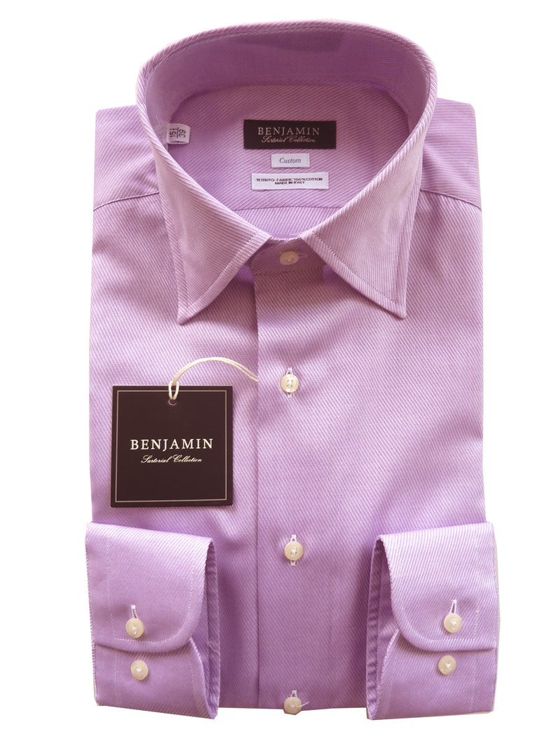 Benjamin Dress Shirt: Light purple twill, medium spread collar, pure cotton