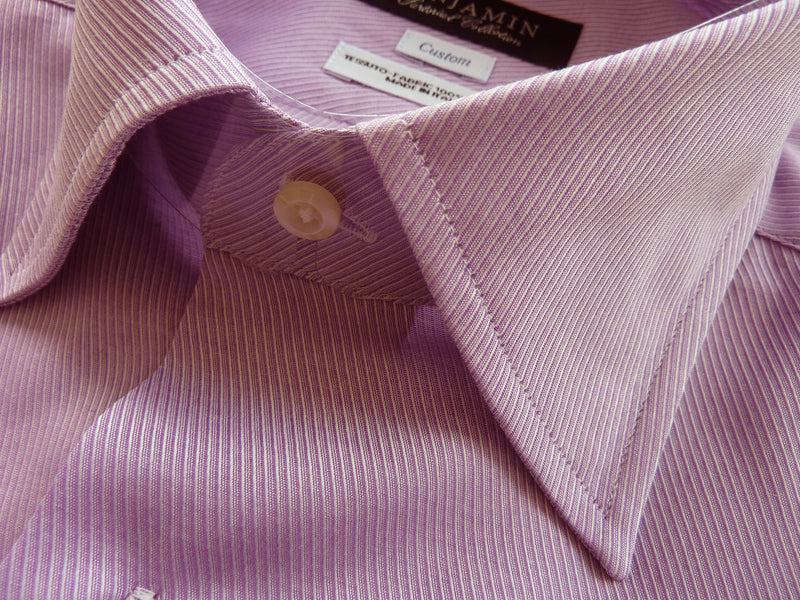 Benjamin Dress Shirt: Light purple twill, medium spread collar, pure cotton