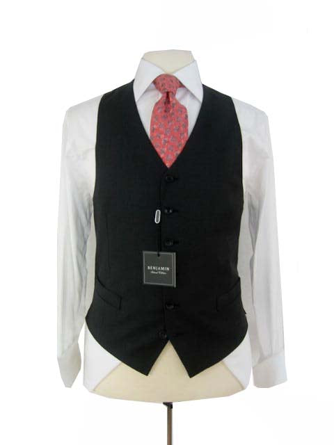 Benjamin Suit Vest: Gunmetal gray, 6-button, super 140's wool