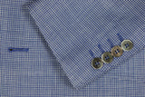 Final Sale Benjamin Sport Coat: 45R/46R, Sky blue &amp; white check, 2-button slim fit, pure linen