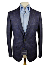 Benjamin Sport Coat, Purplish Blue Plaid, 2-button slim fit VBC Wool