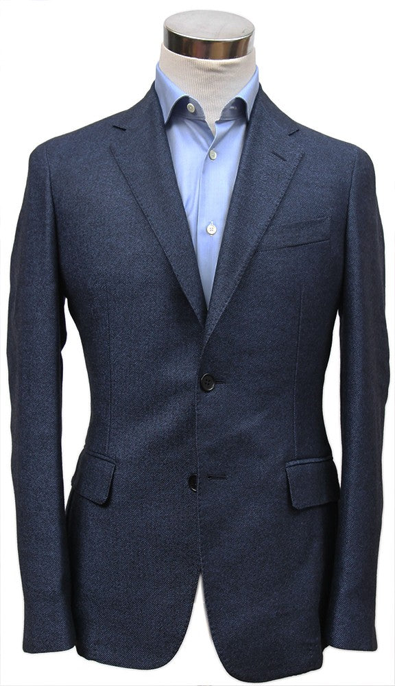 Bella Spalla Sport Coat: Navy twill, 2-button, pure wool - guabello