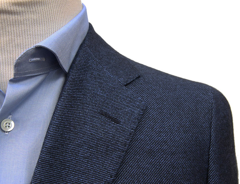 Bella Spalla Sport Coat: Navy twill, 2-button, pure wool - guabello