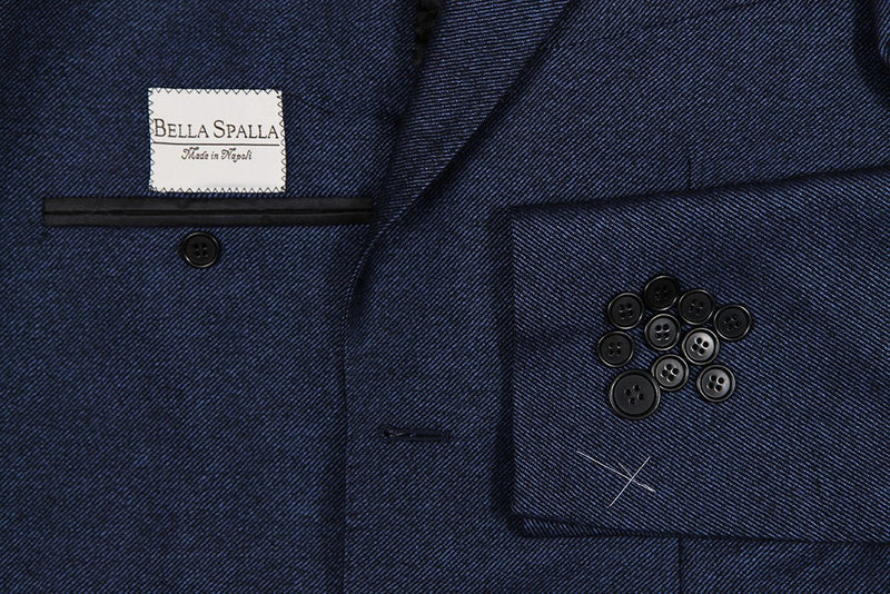 Bella Spalla Sport Coat: Navy twill, 2-button, pure wool - guabello