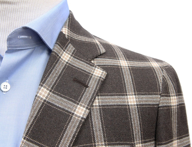Final Sale Bella Spalla Sport Coat: Brown Plaid, 2-button, pure wool - vbc