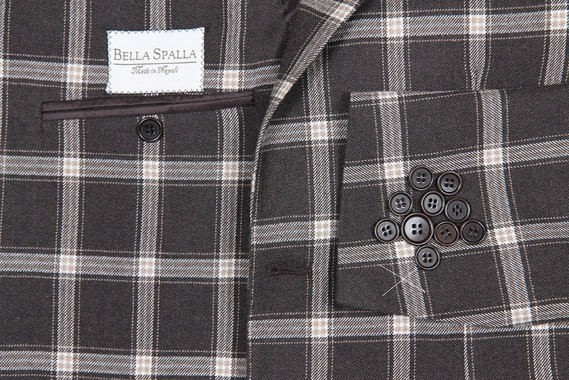 Final Sale Bella Spalla Sport Coat: Brown Plaid, 2-button, pure wool - vbc