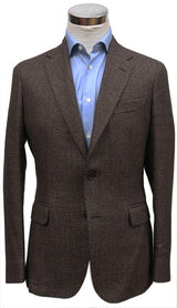 Bella Spalla Sport Coat: Brown herringbone, 2-button, pure Zegna wool