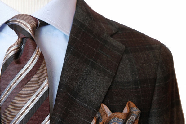 Final Sale Bella Spalla Sport Coat: Grey with Brown Plaid