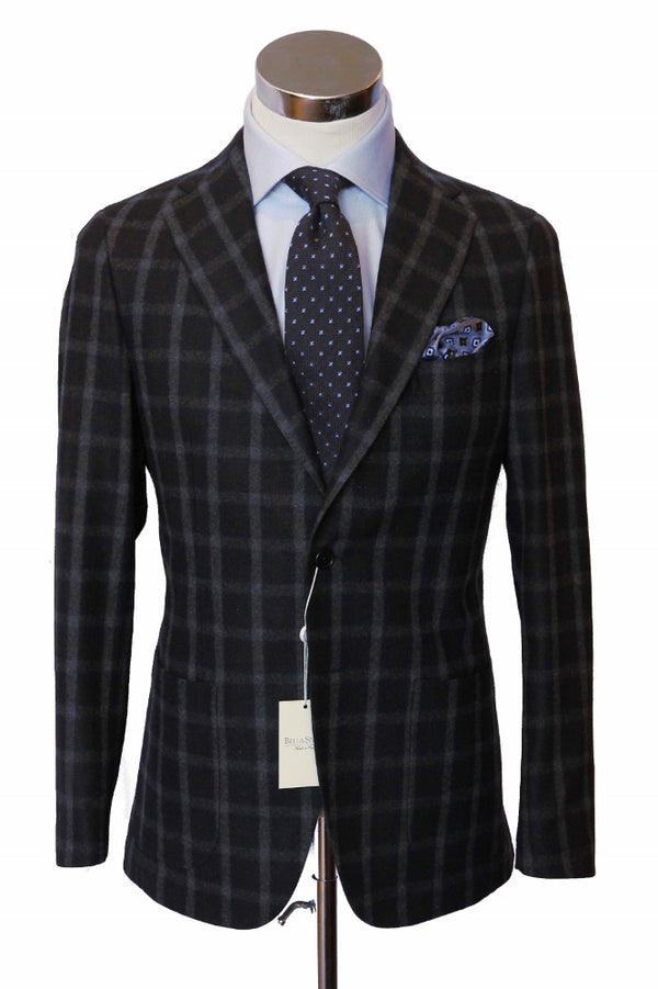 Final Sale Bella Spalla Sport Coat: Navy Blue Plaid