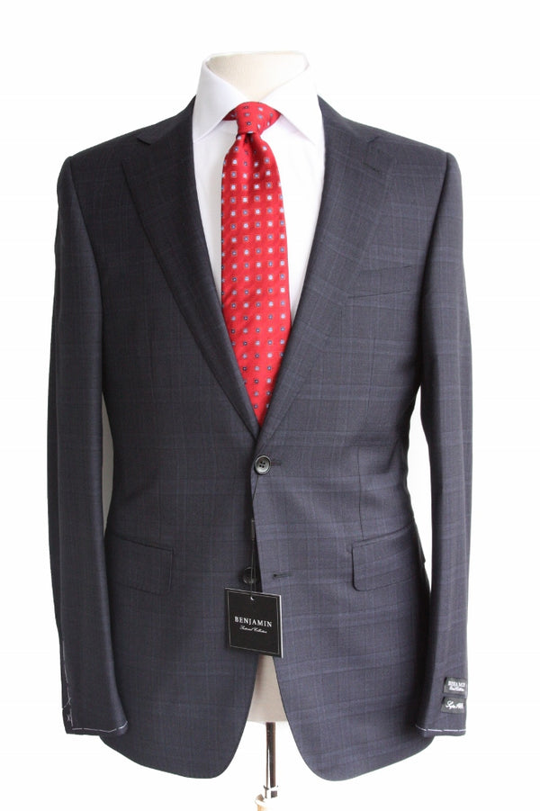 Benjamin Sartorial Suit: Navy Plaid, 2-button Nobile model, superfine wool
