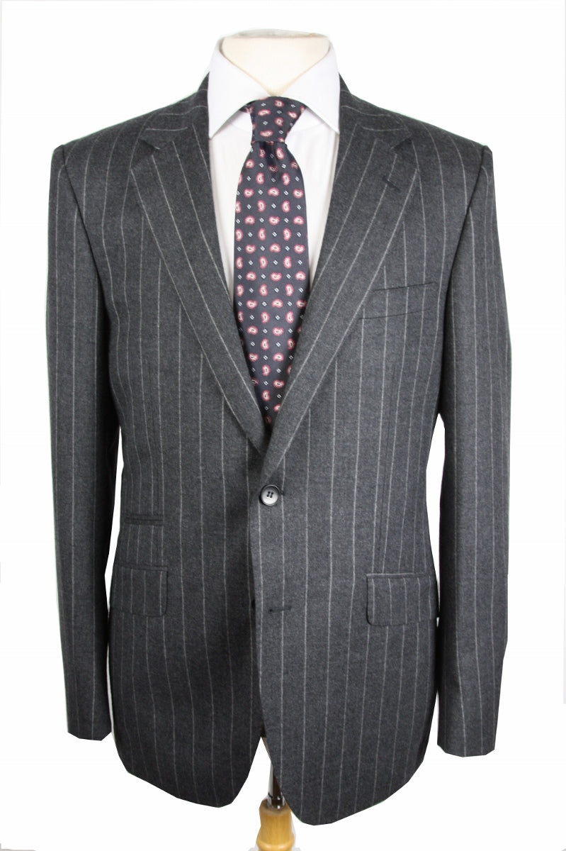 Benjamin Suit Charcoal grey chalkstripe 2-button slim fit lightweight wool flannel