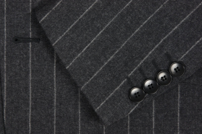 Benjamin Suit Charcoal grey chalkstripe 2-button slim fit lightweight wool flannel